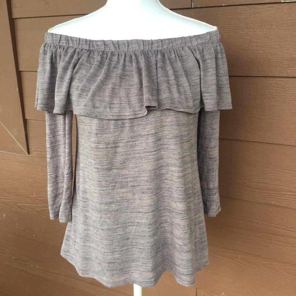 Anthropologie Dolan Tan off shoulder top medium